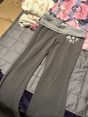A&F Gray women’s Pants with Fold-Over Waist